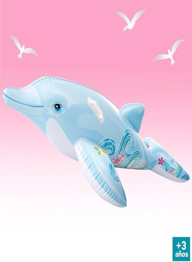 عوامة حمام سباحة على شكل دولفين صغير من KinderTales® - عوامة حمام سباحة قابلة للنفخ بألوان زاهية، سعة 40 كجم، مناسبة للأطفال والكبار، مصنوعة من فينيل متين شديد التحمل، ممتعة للأعمار من 3 سنوات فما فوق، جودة موثوقة، تصميم متعدد الألوان - Image 4